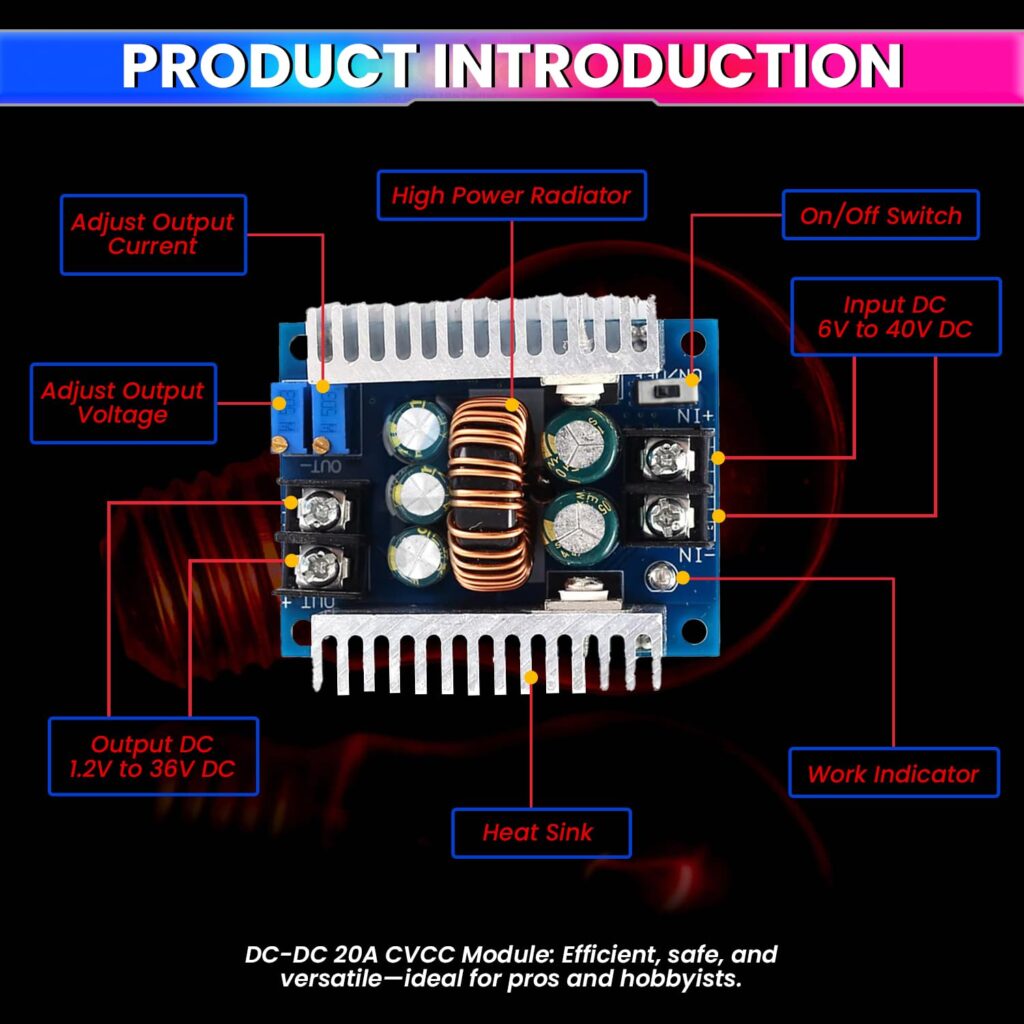 amiciSolar 300W 20A DC-DC Buck Converter – पावरफुल, एडजस्टेबल और हाई-एफिशिएंसी मॉड्यूल 3 3 1